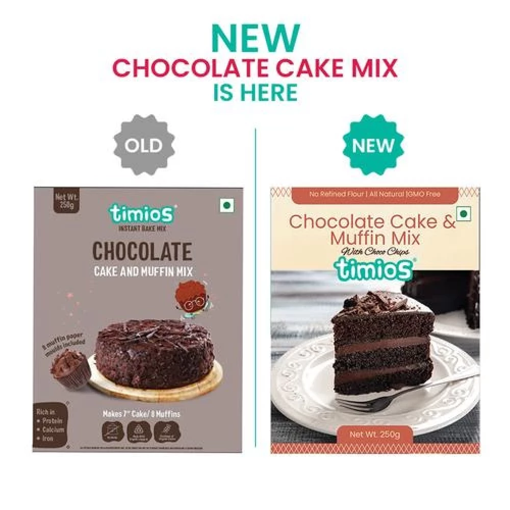 Timios Chocolate Cake & Muffin Mix - Made With Multigrain, 250 g Box-8.webp